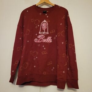 Disney Beauty and the Beast Belle Topographic Rose Crewneck — BoxLunch Exclusive